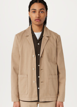 The 3-Button Twill Blazer in Sandstone