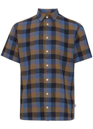 Linen Mix Shirt with Large Check