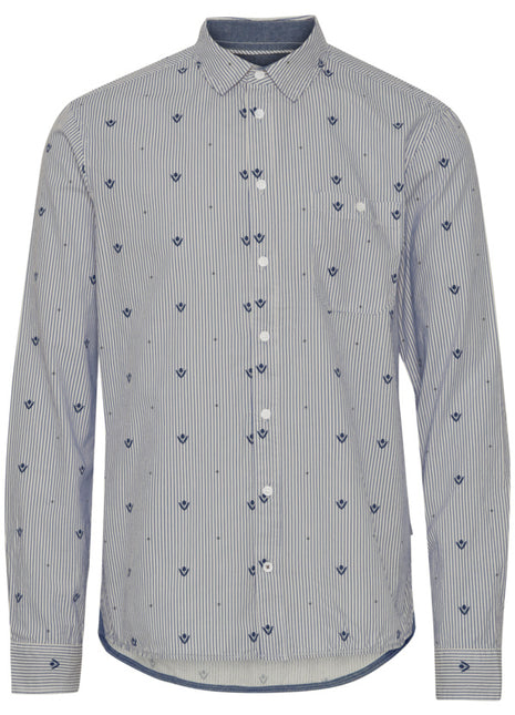 Shirt with Pinstripe and Tulips Pattern