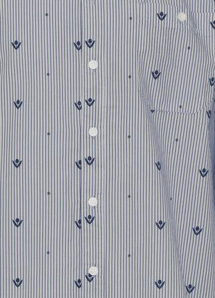 Shirt with Pinstripe and Tulips Pattern