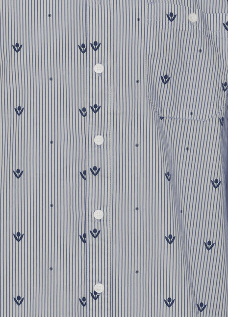 Shirt with Pinstripe and Tulips Pattern