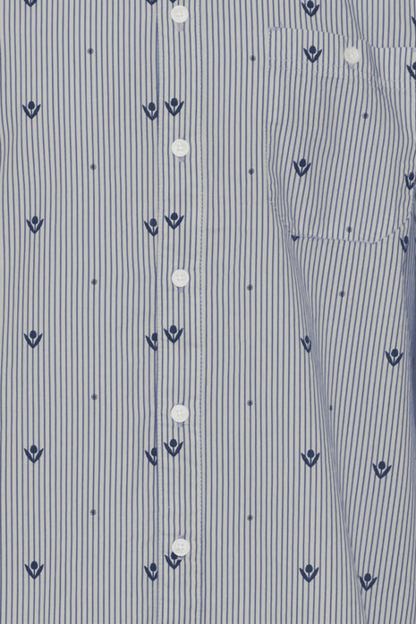 Shirt with Pinstripe and Tulips Pattern