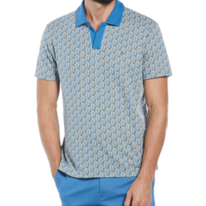 Geometric Jacquard Johnny Colar Polo