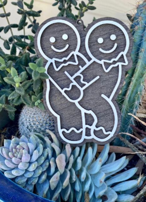 Gay Standing Doggie Faux-Gingerbread Wooden Ornament