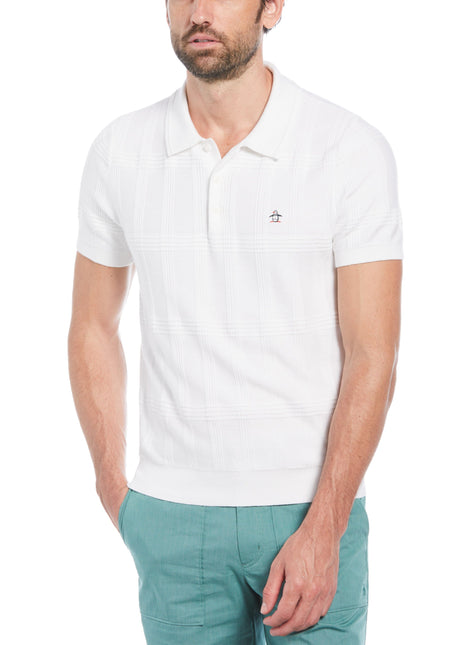 Cashmere-like Cotton Plaid Sweater Polo