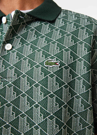 Classic Fit Monogram Print Contrast Collar Polo Shirt