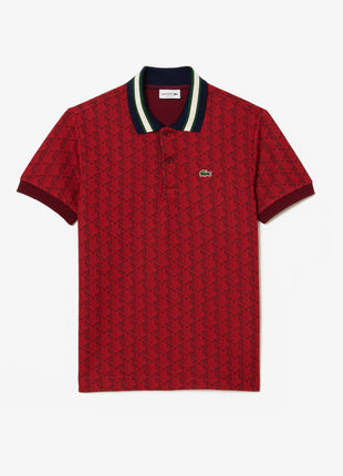 Classic Fit Monogram Print Contrast Collar Polo Shirt
