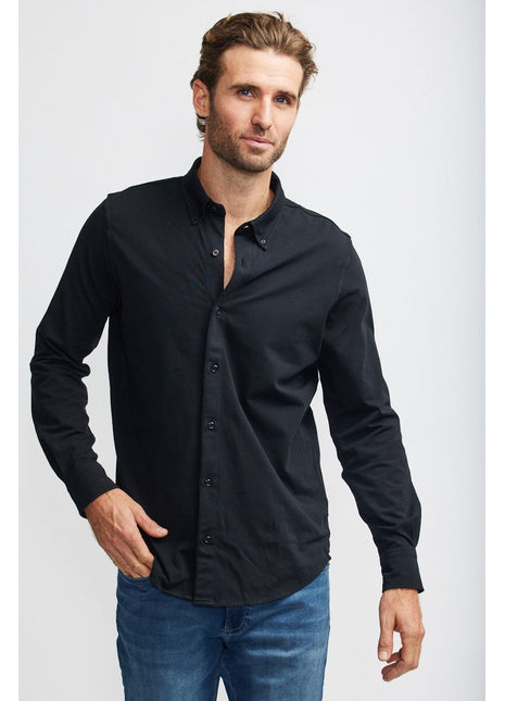 Long Sleeve Jersey Button-Up Shirt