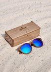 Walnut Wood / Aqua Blue