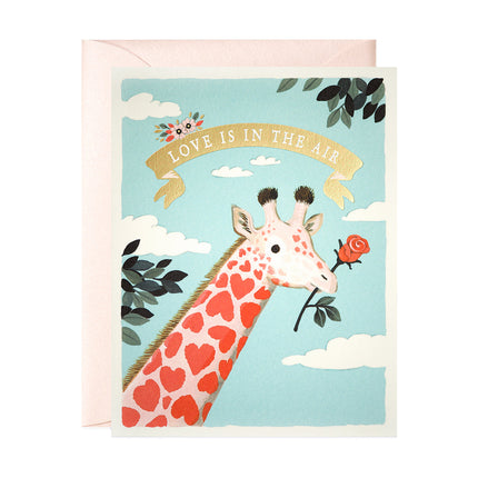 Pink Giraffe Valentine Greeting Card