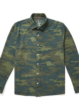 Green Camouflage Print Jersey Shirt