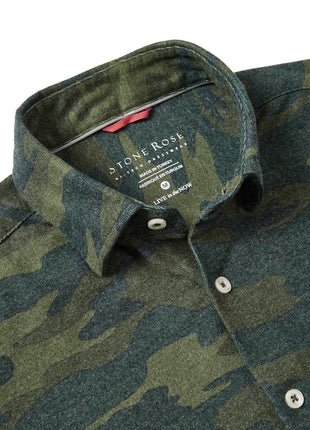Green Camouflage Print Jersey Shirt