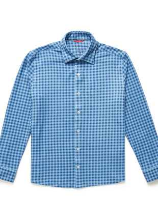 Blue Gingham Brushed Jersey Shirt