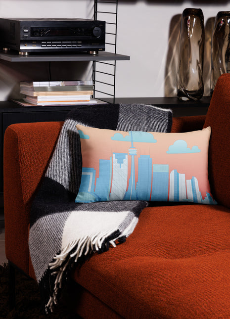 Superhero Kiss in Toronto Sky (right half of image) - Rectangular Throw Pillow