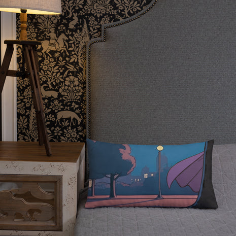 Superhero Night In The Park (left half of print) -  Rectangular Throw Pillow