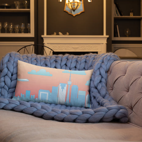 Superhero Kiss in Toronto Sky - Rectangular Throw Pillow