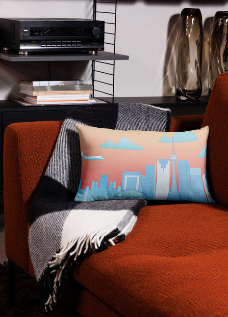 Superhero Kiss in Toronto Sky - Rectangular Throw Pillow Case