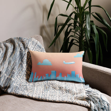 Superhero Kiss in Toronto Sky (left half of image) - Rectangular Throw Pillow
