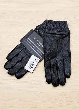 Leather Gloves With Knit Cuff