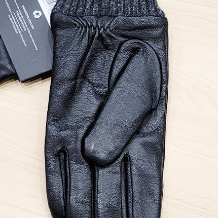 Leather Gloves With Knit Cuff