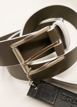 Dado Grey Milled Leather Belt w/ White Edges