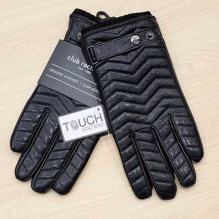 Quilted Leather Gloves With Short Knitted Cuff