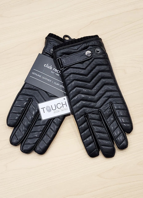 Quilted Leather Gloves With Short Knitted Cuff