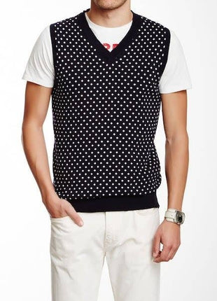 V-Neck Sweater Vest With Dots