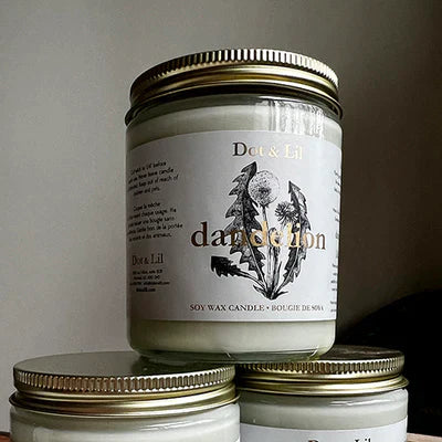 Dandelion Soy Wax Candle - Dot & Lil's Wildflower Collection